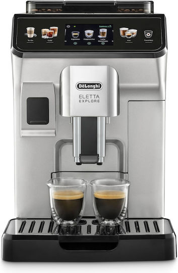 De'Longhi Eletta Explore Automatic Espresso Machine 1450W 19bar Pressure for Cappuccino with Grinder Titanium