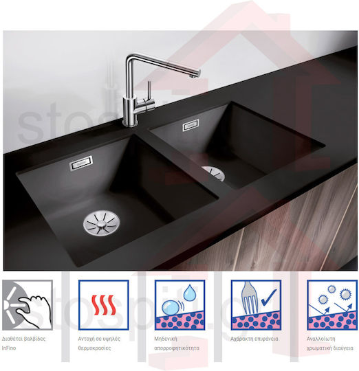 Blanco Subline 400-U 525990 Sub masă Chiuvetă din Granit Sintetic L40xW40cm Negru