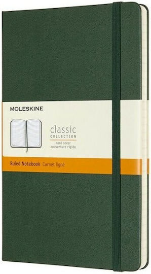 Moleskine Large Ruled Hard Classic Notebook Ruled with Elastic Green