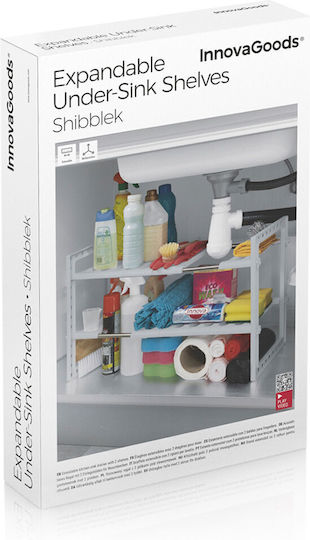 InnovaGoods Shibblek Montat pe perete Raft Baie Metal cu 2 Rafturi 66.5x38x38cm Argintie