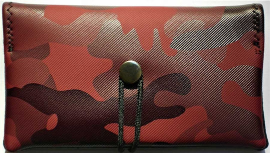 Simona Lederne Tabaktasche in Rot mit Schnur 16x9cm