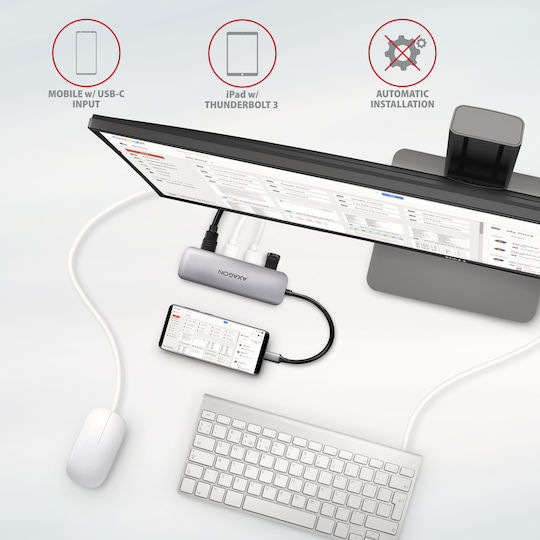 Axagon HMC-HCR3A USB-C Докинг станция с HDMI 4K Сребрист