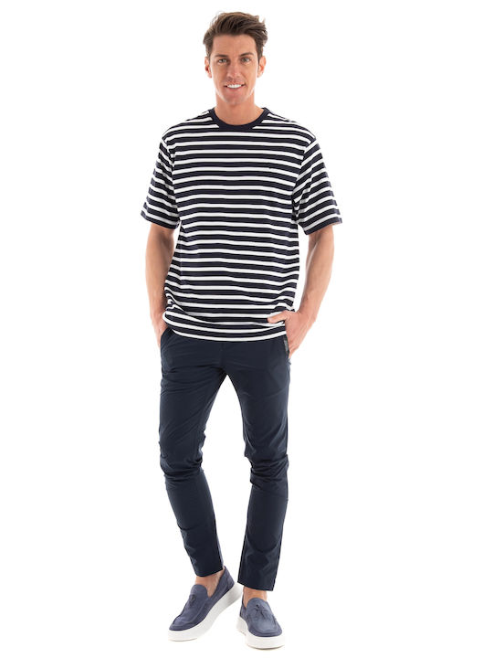 Jack & Jones Ανδρικό T-shirt Navy Μπλε με Ρίγες