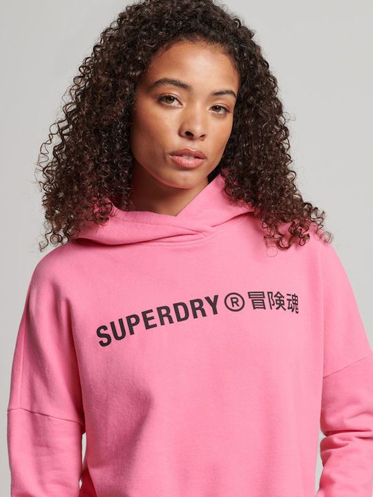 Superdry SDCD Code Core Sport Cropped Hanorac pentru Femei Cu glugă Marne Pink