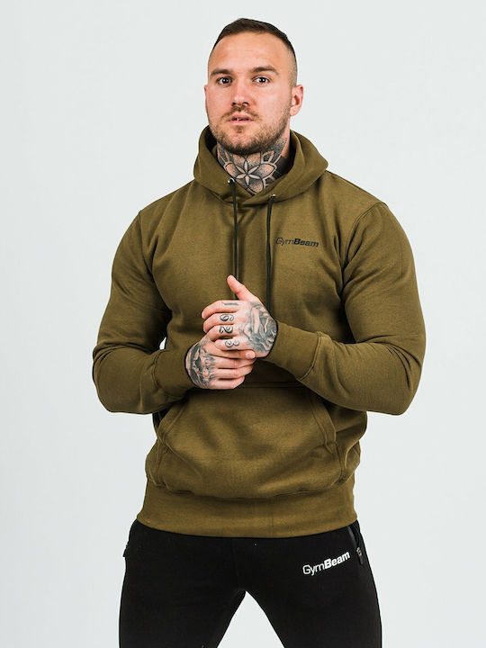 GymBeam Men's Sweatshirt with Hood & Pockets Green