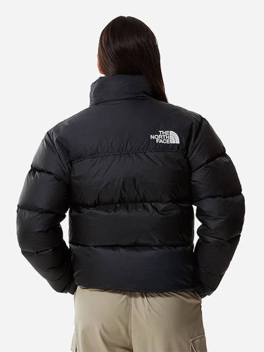 The North Face 1996 Retro Nuptse Women's Hiking Short Puffer Jacket for Winter with Hood Black