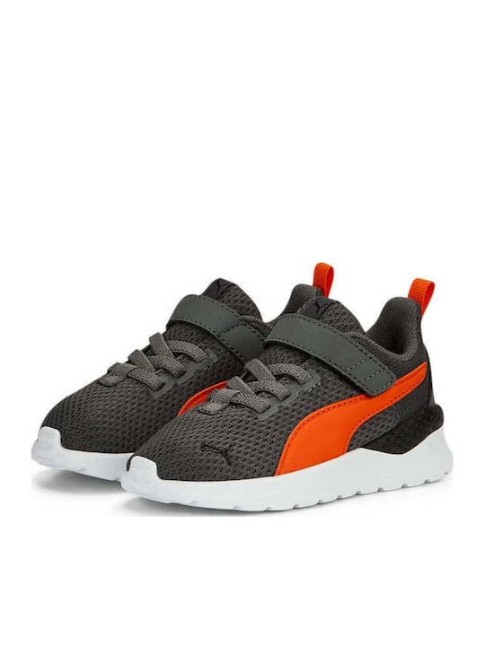 Anzarun Lite Kids Sports Shoes Running with Hoop & Loop Closure Grey / Orange