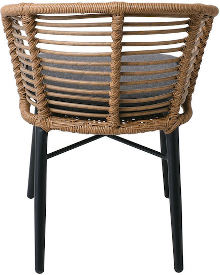 Scaun De Exterior Din Lemn Salsa Negru / Natural Cu Pernă E259,1 58x61x74cm