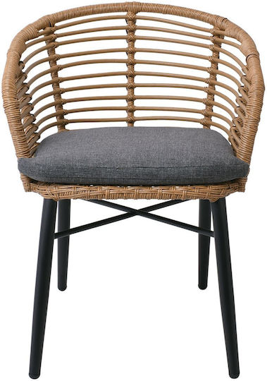 Scaun De Exterior Din Lemn Salsa Negru / Natural Cu Pernă E259,1 58x61x74cm
