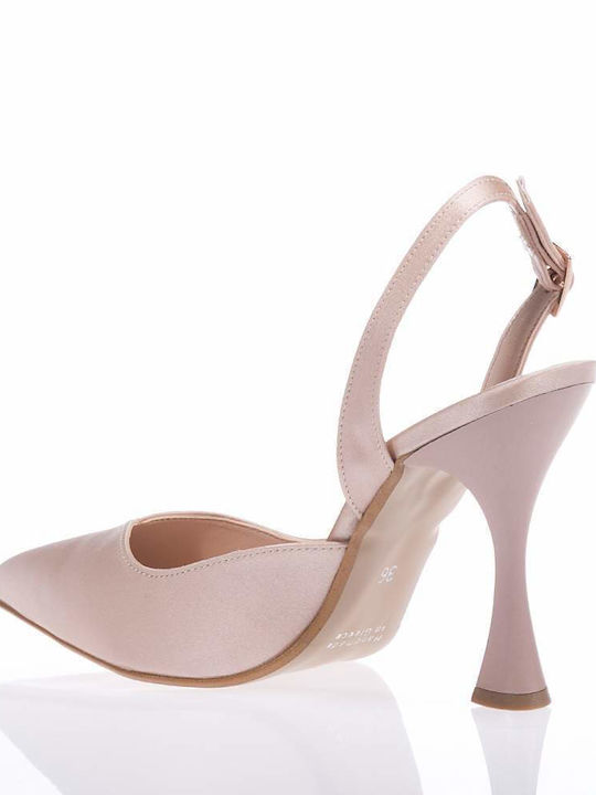 BEATRIS B905 NUDE SLINGBACK PUMPS SATIN