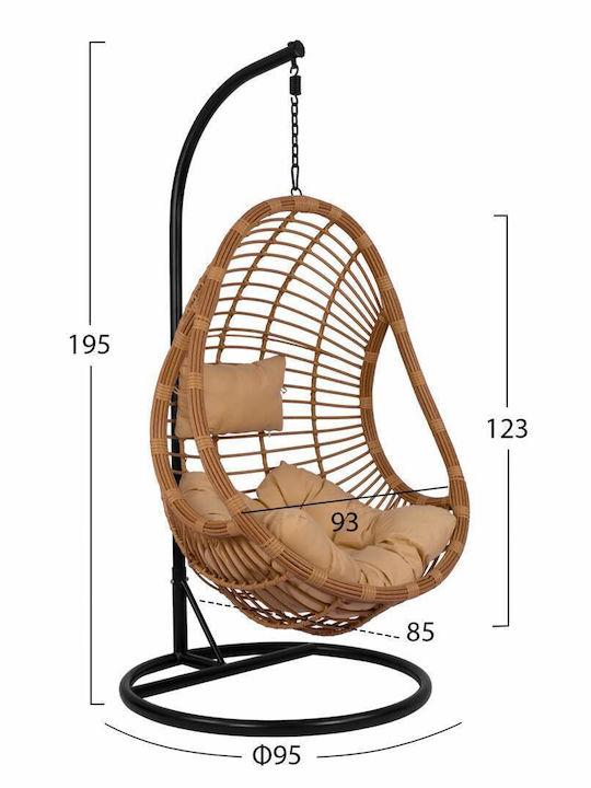Φωλιά με Βάση Rattan Μ95xΠ95xΥ195cm Μπεζ