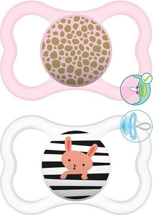Mam Orthodontic Pacifiers Silicone Zebra-Bunny - Pink - Transparent for 16+ months 2pcs