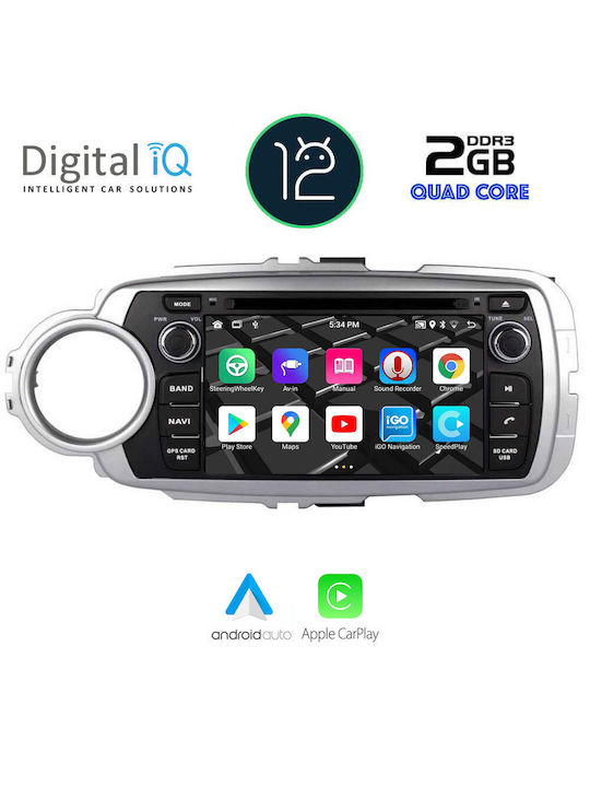 Digital IQ Car Audio System for Toyota Yaris 2011-2020 (Bluetooth/USB/AUX/WiFi/GPS/Apple-Carplay/CD) with Touch Screen 7"