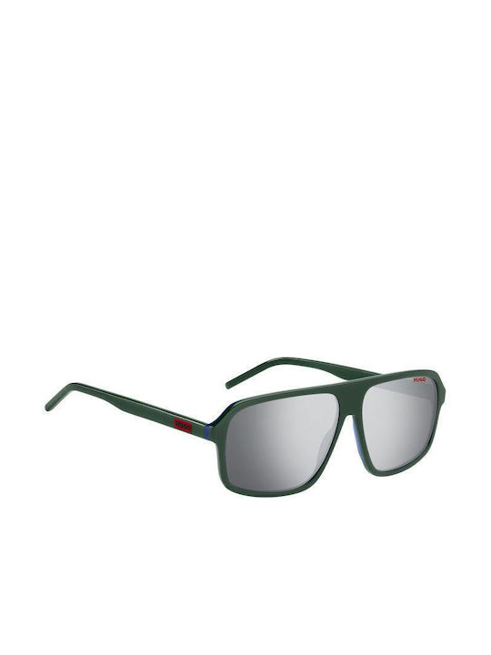 Hugo Boss Men's Sunglasses with Green Tartaruga Acetate Frame and Gray Mirrored Lenses HG 1195/S 3UK/DC