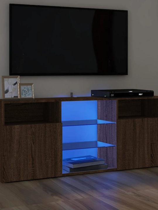 Particle Board TV Furniture with LED Lighting Walnut L120xW30xH50cm