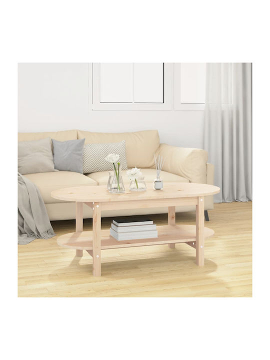 Oval Solid Wood Coffee Table Natural L110xW55xH45cm