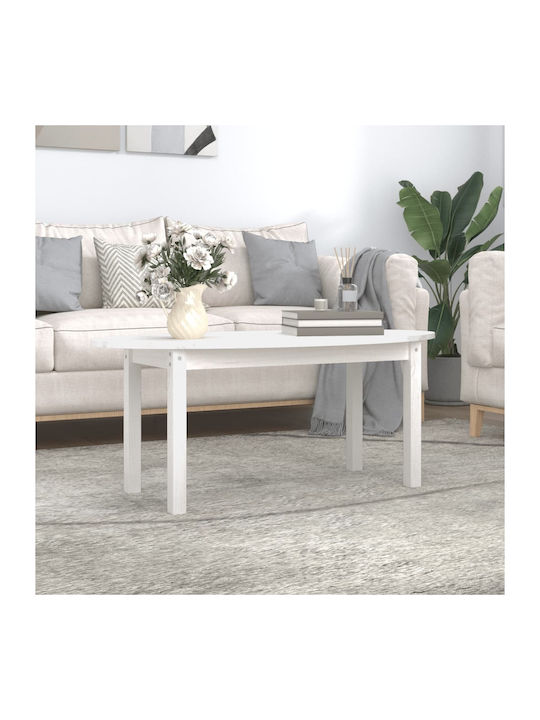 Oval Coffee Table from Solid Wood White L110xW55xH45cm.