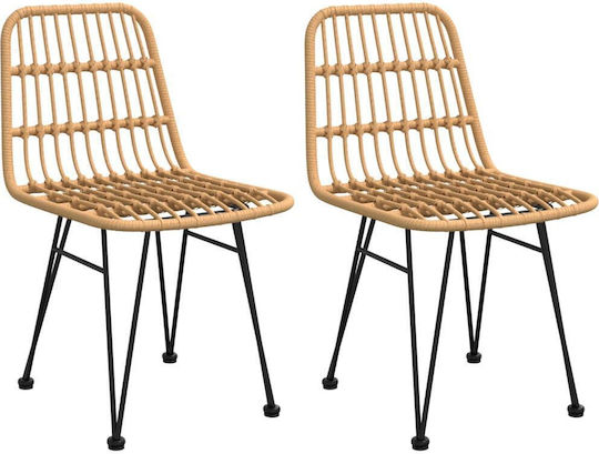 Outdoor-Stuhl Rattan Braun 2Stück 48x62x84εκ.
