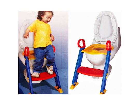 Toddler Toilet Seat with Footrest & Handles Multicolour