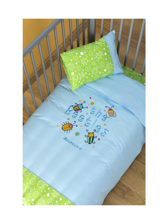 Zouzounia Set Copertă de Pătuț cu Față de Pernă Buburuză Albastră 110x145cm. Zouzounia Set Copertă de Pătuț cu Față de Pernă Buburuză Albastră 110x145cm.