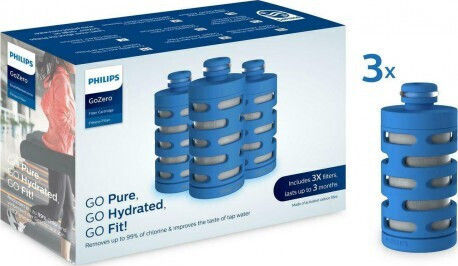 Philips Ersatz-Wasserfilter für Flasche aus Aktivkohle Gozero 3Stück