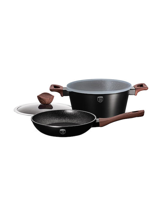 Berlinger Haus Ebony Rosewood Collection Σετ Μαγειρικά Σκεύη από Αλουμίνιο Μαύρα με Επίστρωση από Πέτρα 4τμχ