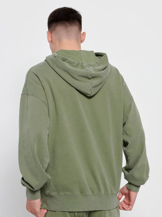 Funky Buddha Men's Sweatshirt Jacket with Hood and Pockets Khaki