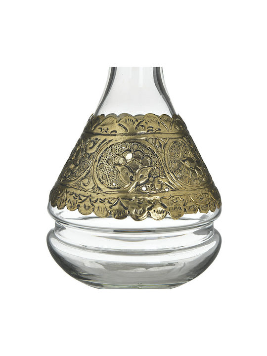 Inart Glas Karaffe zum Servieren Whiskey 24cm mit Verschluss Gold 1Stück