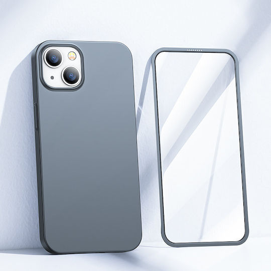 Joyroom JR-BP927 360 Full Cover Σιλικόνης 0.76mm Σετ με Τζαμάκι Γκρι (iPhone 13)