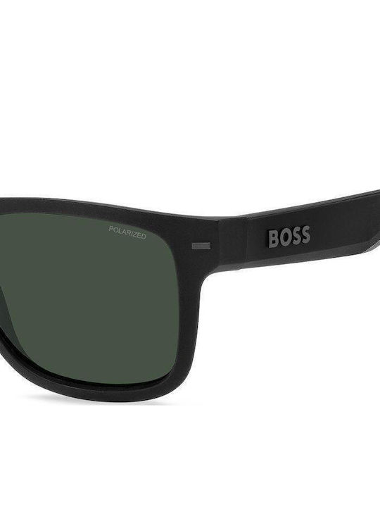 Boss Men's Sunglasses with Black Plastic Frame and Green Lens BOSS 1496/S O6W/55