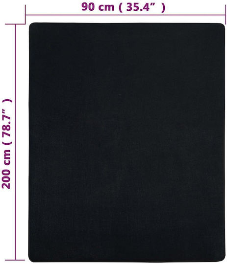 vidaXL Sheet for Single Bed with Elastic 90x200cm. Black