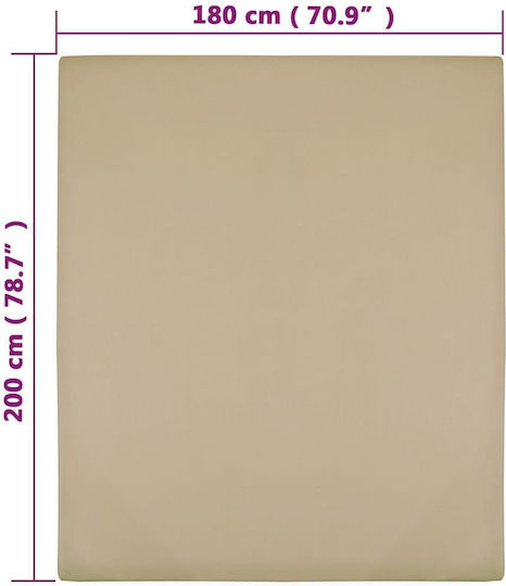 vidaXL Σεντόνι King Size με Λάστιχο 180x200εκ. Taupe