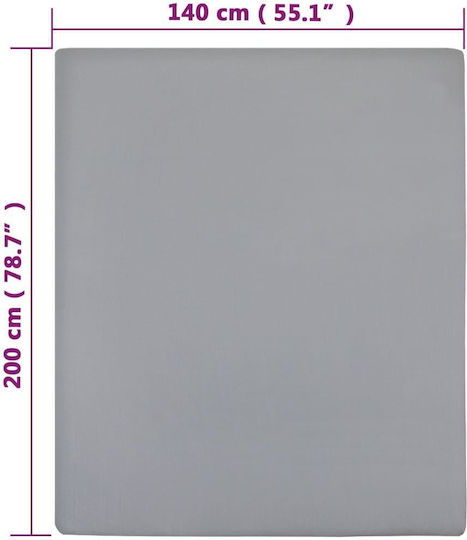 vidaXL Sheet Double with Elastic 140x200cm. Gray