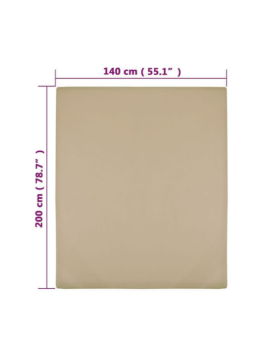 vidaXL Sheet Double with Elastic 140x200cm. Taupe