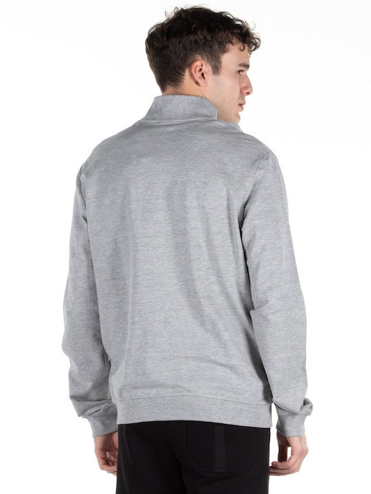 JEPA MAN ZIPPER MOCK HOODIE BRUSHED 27-19066-GRAY MEL GREY