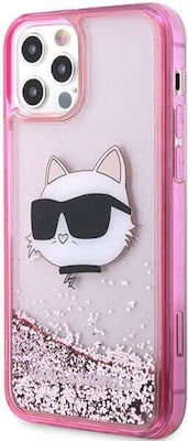 Karl Lagerfeld Glitter Choupette Head Plastic / Silicone Back Cover Pink (iPhone 12 / 12 Pro)