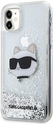 Karl Lagerfeld Glitter Choupette Head Plastic / Silicone Back Cover Silver (iPhone 11)