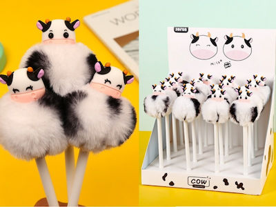 Total Gift Στυλό Ballpoint Cow Pom-poms (Διάφορα Σχέδια)