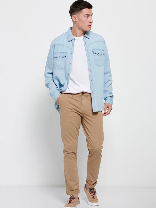 FBM007-00102 Trousers Chino Elastic in Straight Line Light Beige