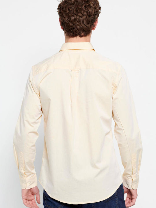 Funky Buddha FBM007-01205 Cotton Shirt Yellow Mel