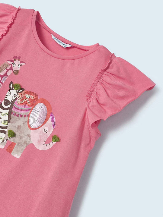 Zoo Girls Dress Short Sleeve Set with Accessories Fuchsia