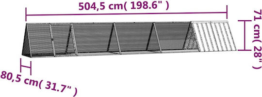 vidaXL 3106448 Galvanized Steel Cage for Rabbits 504.5x80.5x71cm