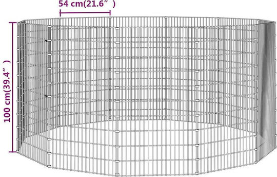 vidaXL 171584 Galvanized Steel Cage for Rabbits 54x54x100cm