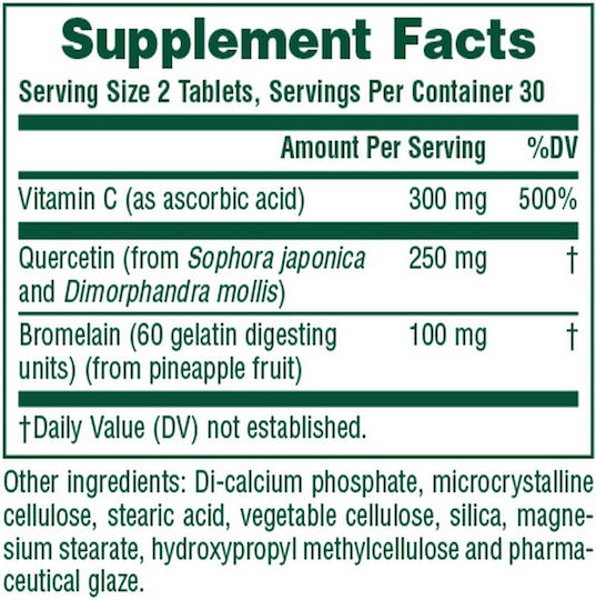 Nature's Plus Quercetin Plus with Bromelain & Vit. C 60 ταμπλέτες
