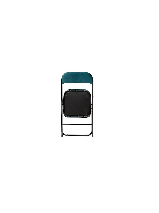 Foldable Kitchen Velvet Chair Petrol 44x52x79cm