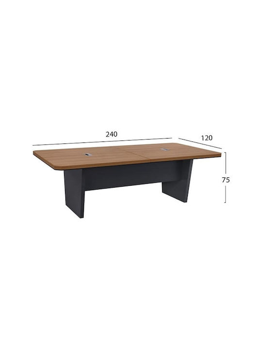Τραπέζι Συνεδριάσεων Ξύλινο Honey Oak - Γκρι 240x120x75εκ.