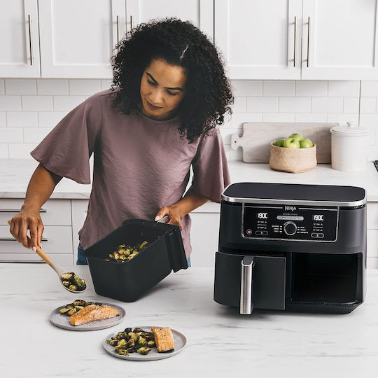 Ninja AF400 Air Fryer with Double Detachable Bucket 9.5lt Black