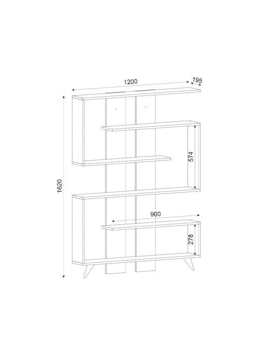 Bibliotecă Rain Culoare Nuc / Alb 120x19.5x162 cm