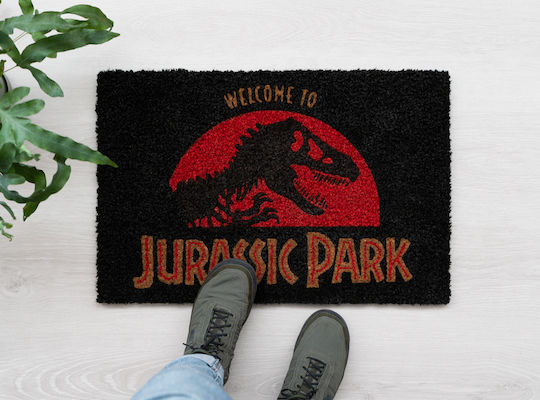 Grupo Erik Entrance Mat made of Coir with Anti-slip Backing Jurassic Park Black 40x60cm