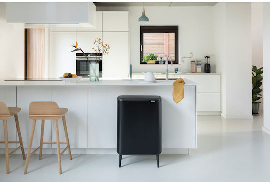 Brabantia Кошче за Боклук от Неръждаема Стомана Тласък Черно 60л
